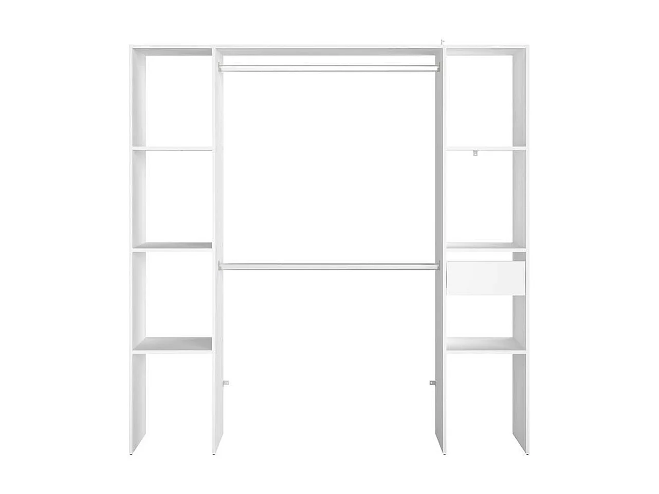 Grote Kledingkast Grand Dressing Blanc 180x40x180 met Planken, Kledingstangen en Lade - ELYSEE