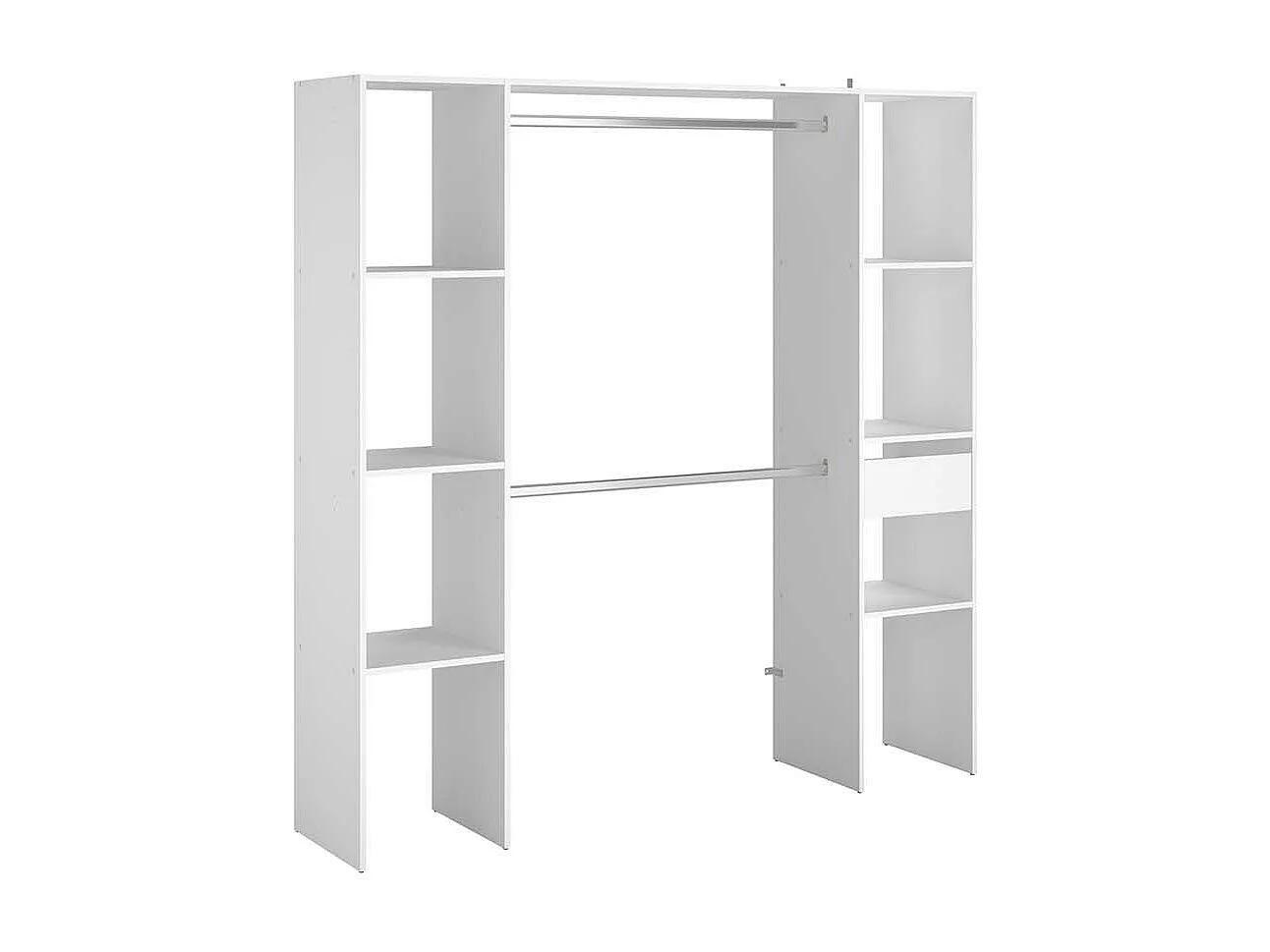 Grote Kledingkast Grand Dressing Blanc 180x40x180 met Planken, Kledingstangen en Lade - ELYSEE