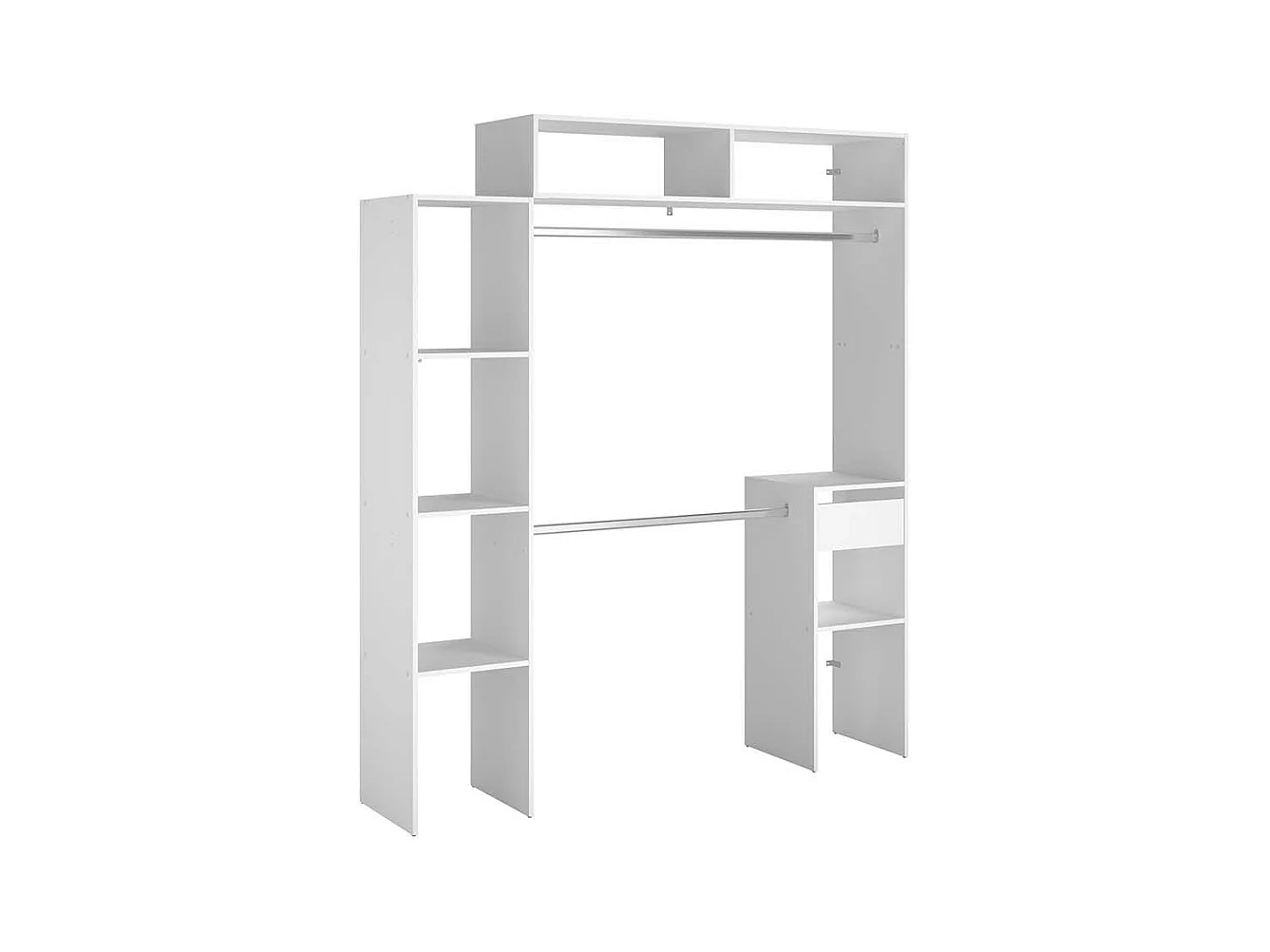 Vestidor extensible 2 armarios + 4 estantes + 1 cajón ELYSEE