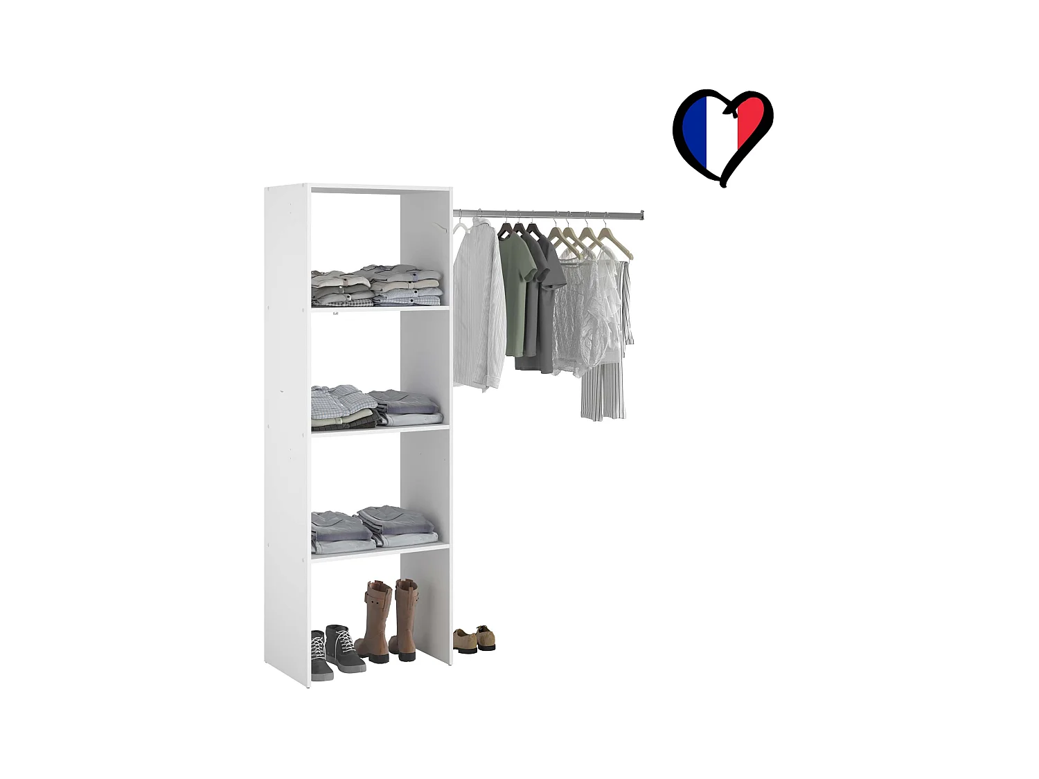 Compacte Witte Kledingkast met Planken en Kledingstang 160x40x180 cm