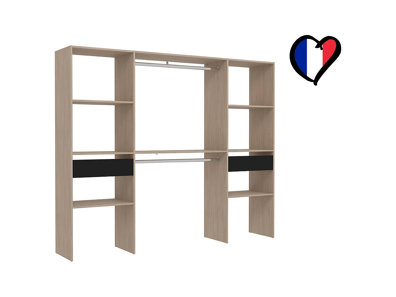 Vestidor 2 armarios, 6 estantes, 2 cajones ELYSEE