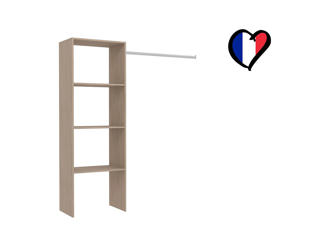 Kleiderschrank aus Holz,  3 Fächer und Garderobe: 160 x 40 x 180 cm ELYSEE