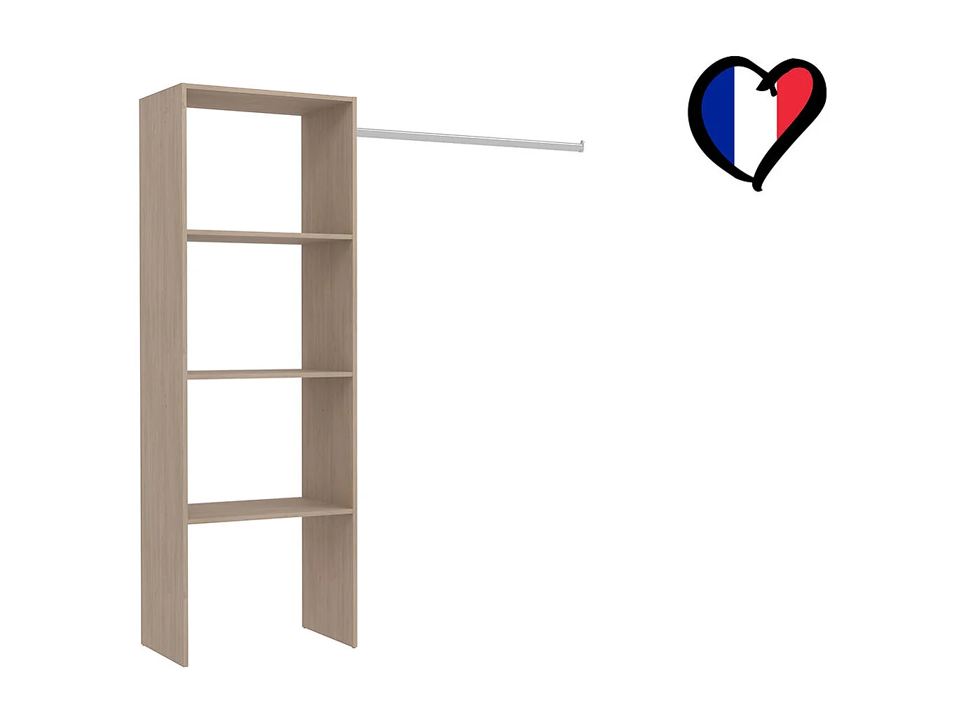 Guarda-Roupa Dressing Bois Compacto com 3 Prateleiras e Cabide 160x40x180 cm ELYSEE