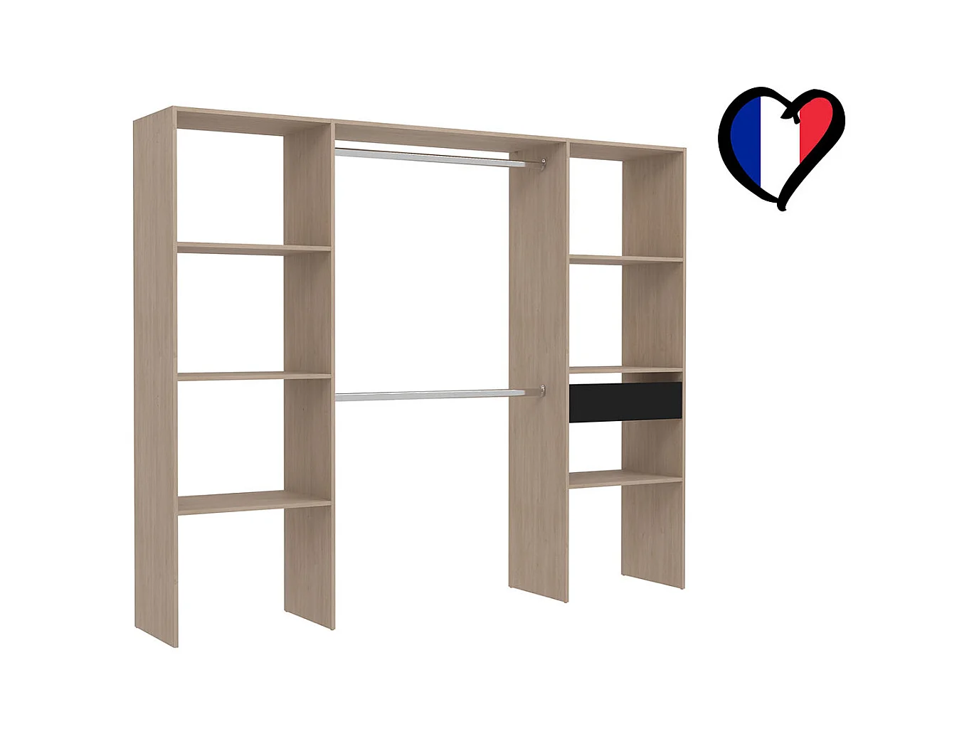 Kleiderschrank aus Holz mit 6 Fächern: 220 x 40 x 180 cm ELYSEE