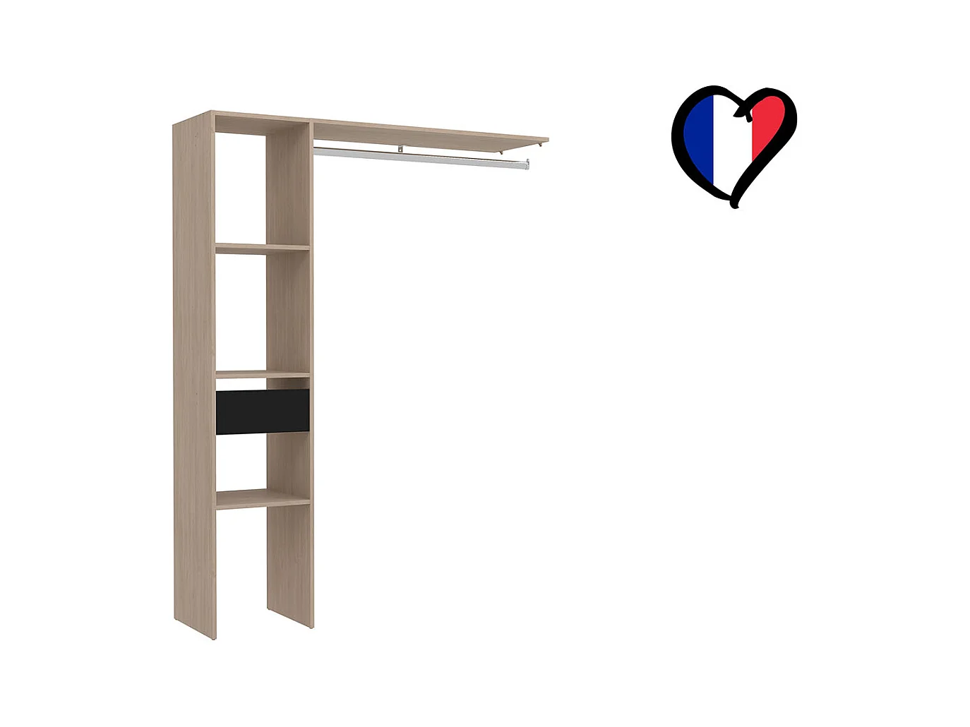 Vestidor 3 estantes, 1 cajón, un armario: 138x40x180 ELYSEE