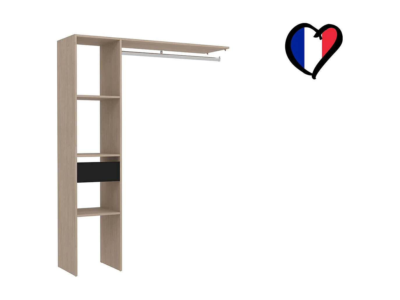 Armadio in legno, 3 ripiani, 1 cassetto, un guardaroba: 138x40x180 ELYSEE