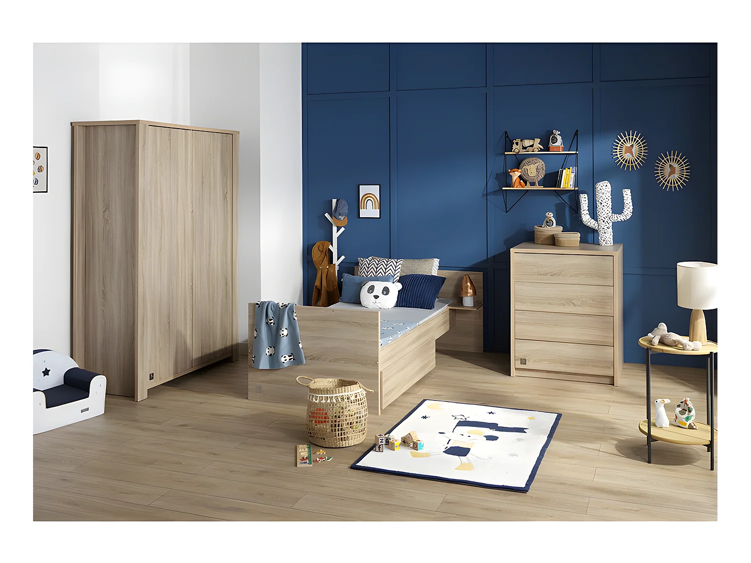 Lit combiné évolutif 60x120 en 90x190 et commode à langer Antonin Bois