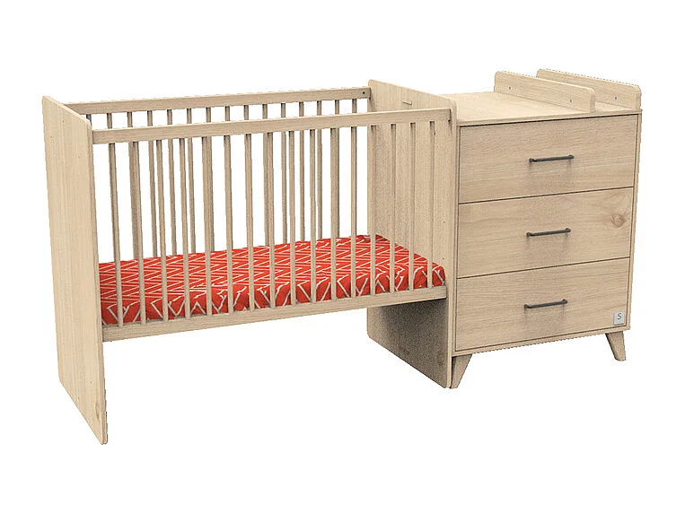 Letto combinato 120x60cm trasformabile in 90x190cm Arty