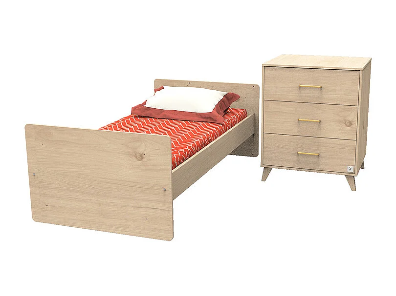 Letto combinato 120x60cm trasformabile in 90x190cm Arty