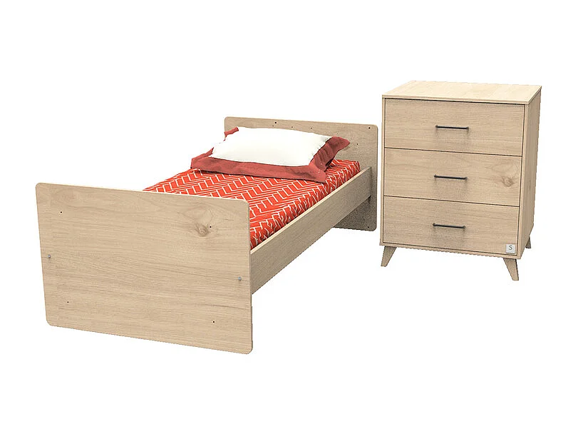 Letto combinato 120x60cm trasformabile in 90x190cm Arty