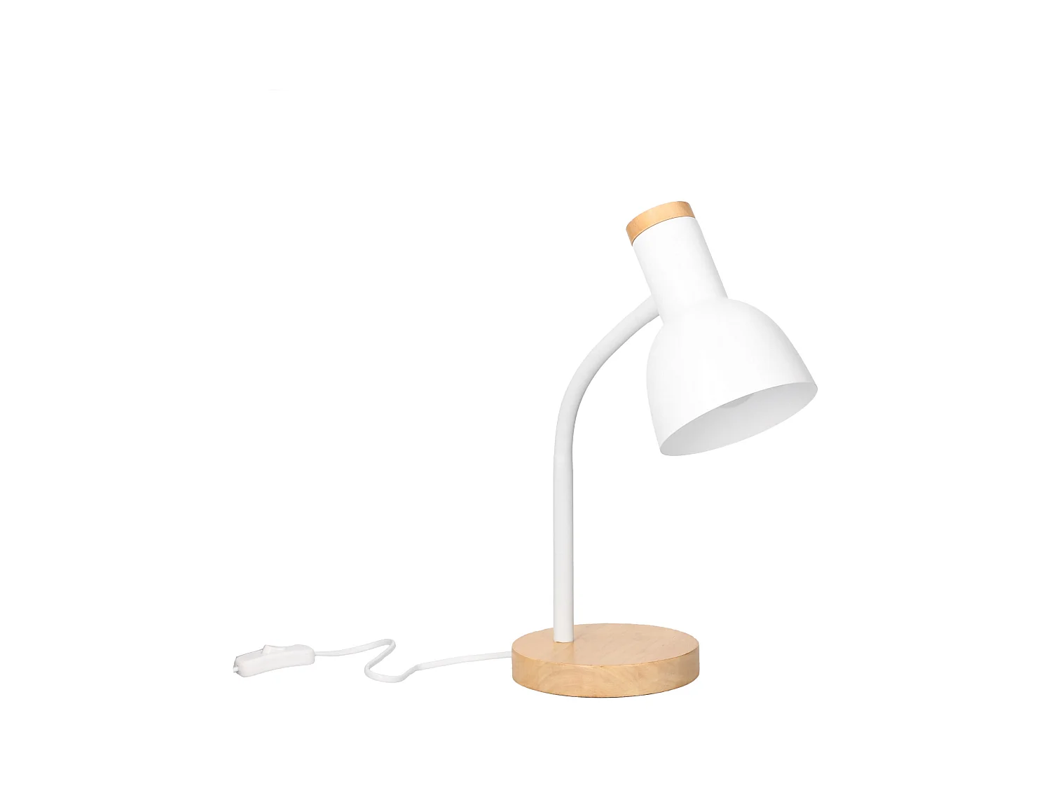Forlight Mila - Lampe de Bureau de Style Nordique. Lampe de Table E27 en Acier Blanc et Bois Clair Naturel