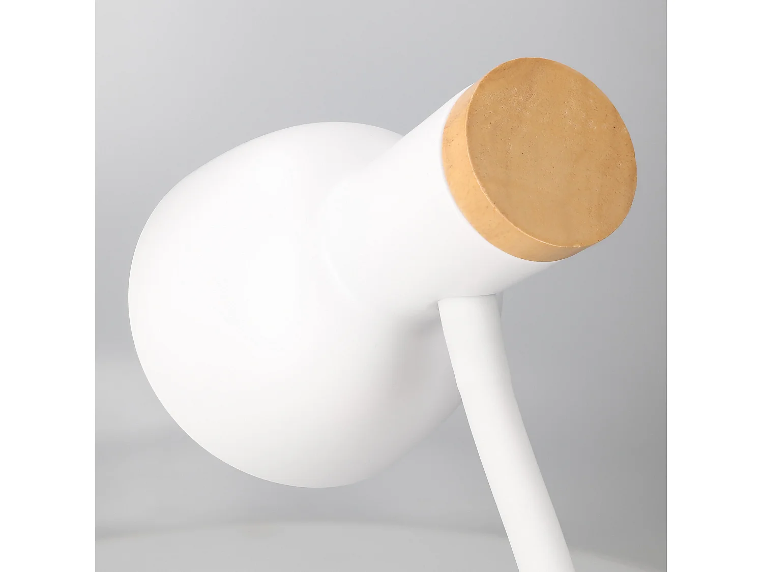 Forlight Mila - Lampe de Bureau de Style Nordique. Lampe de Table E27 en Acier Blanc et Bois Clair Naturel