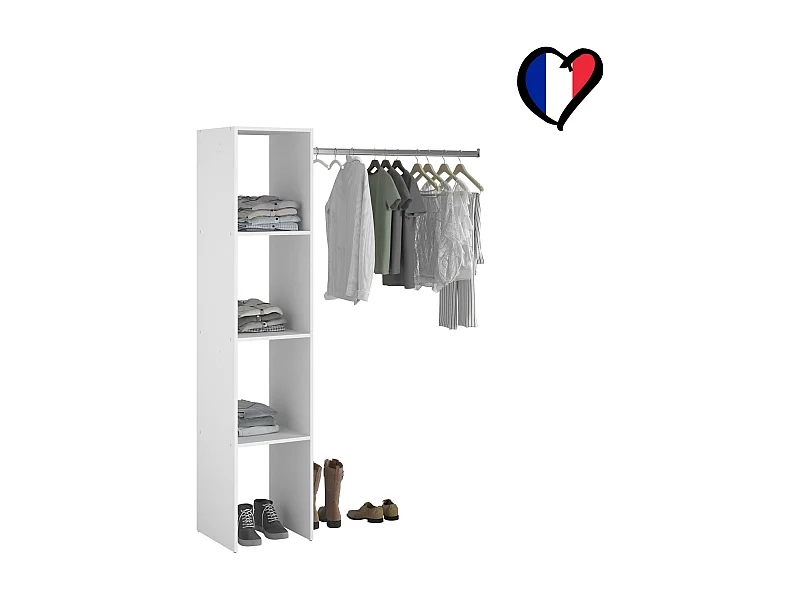 Kleiderschrank Fächer, Garderobe 138 x 40 x 180 cm, weiß ELYSEE