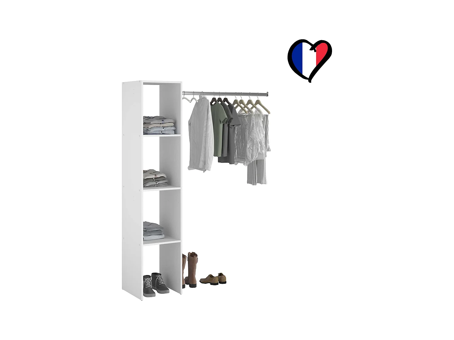 Armadio a vista 3 ripiani, 1 vano appendiabiti ELYSEE