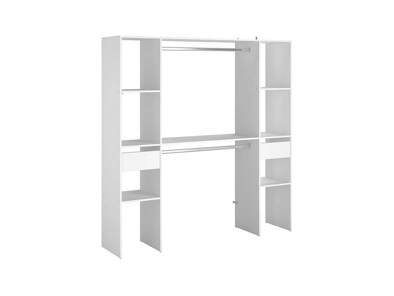 Kleiderschrank 6 Fächer, 2 Schubladen, 2 Garderoben 180 x 40 x 180 cm ELYSEE