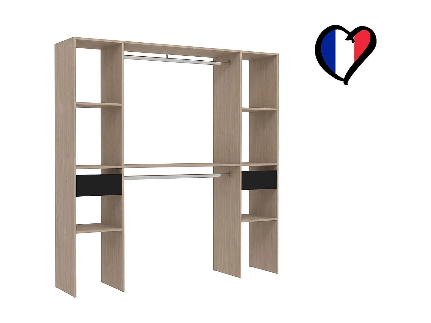 Armadio in legno, 6 ripiani, 2 cassetti, 2 armadi: 180x40x180 ELYSEE