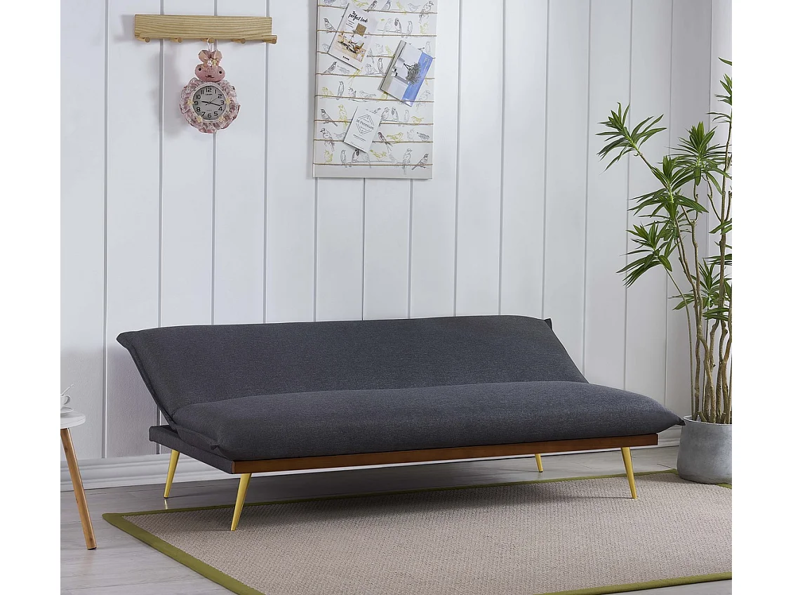 Banquette clic clac 3 places en tissu gris foncé ISA