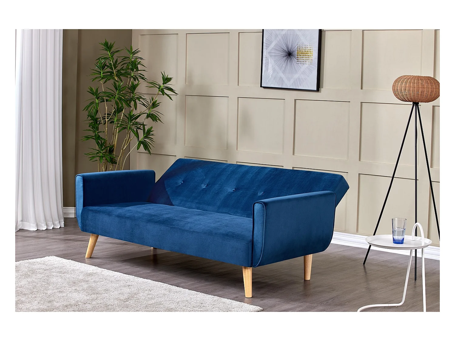 Scandinavische Slaapbank 3-Zits Fluweel Nachtblauw BERLIJN