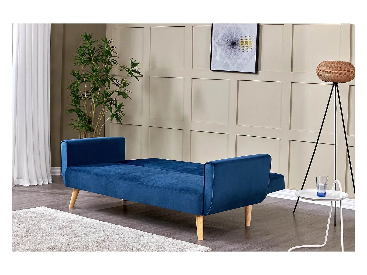 Scandinavische Slaapbank 3-Zits Fluweel Nachtblauw BERLIJN