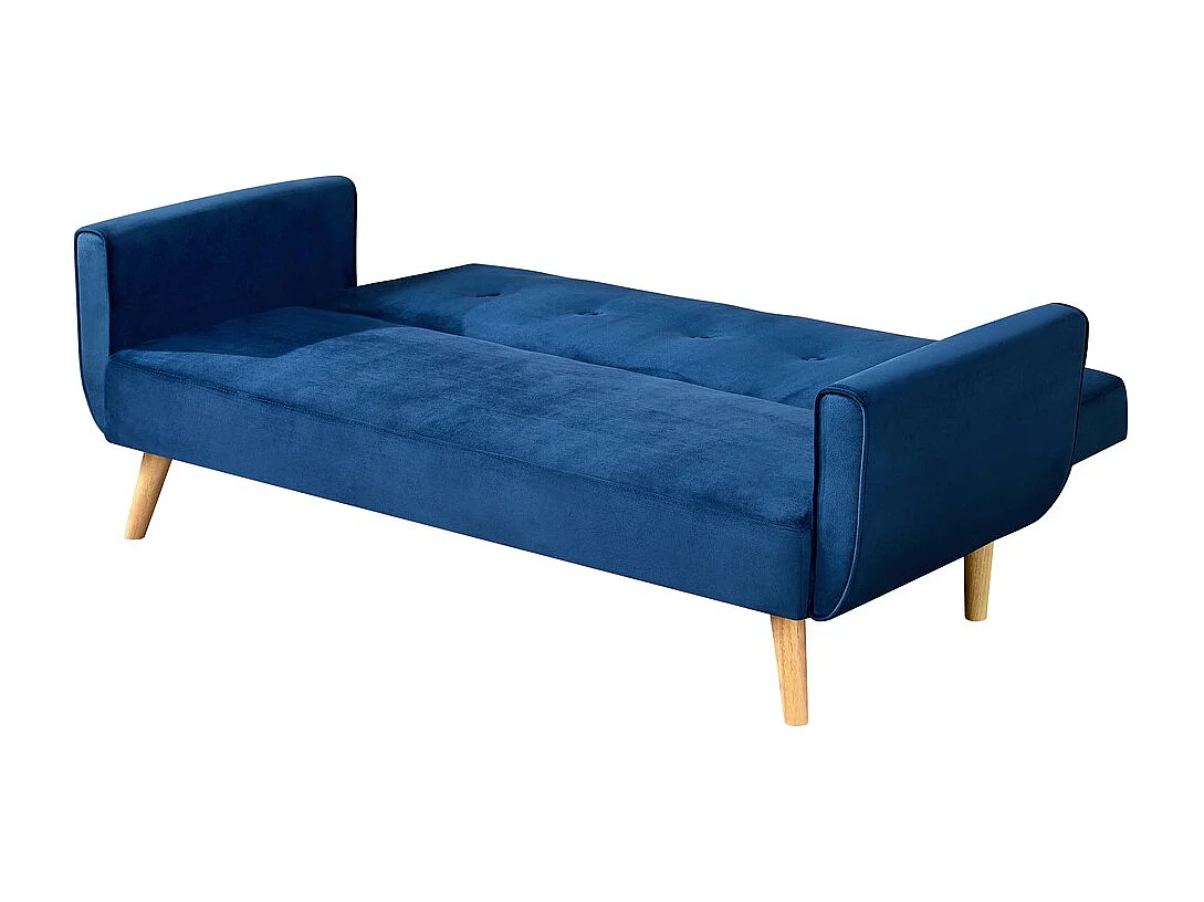 Canapé scandinave convertible 3 places en velours bleu nuit BERLIN