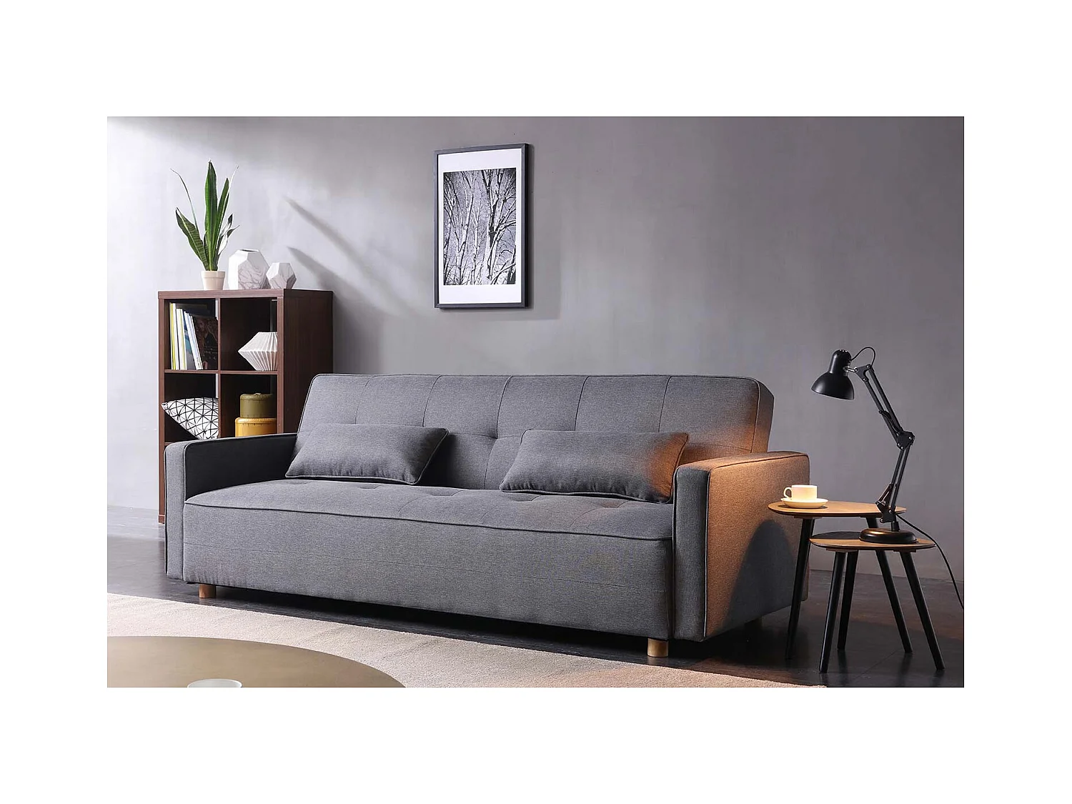 3-Sitzer Schlafsofa aus Stoff, grau  COPENHAGUE