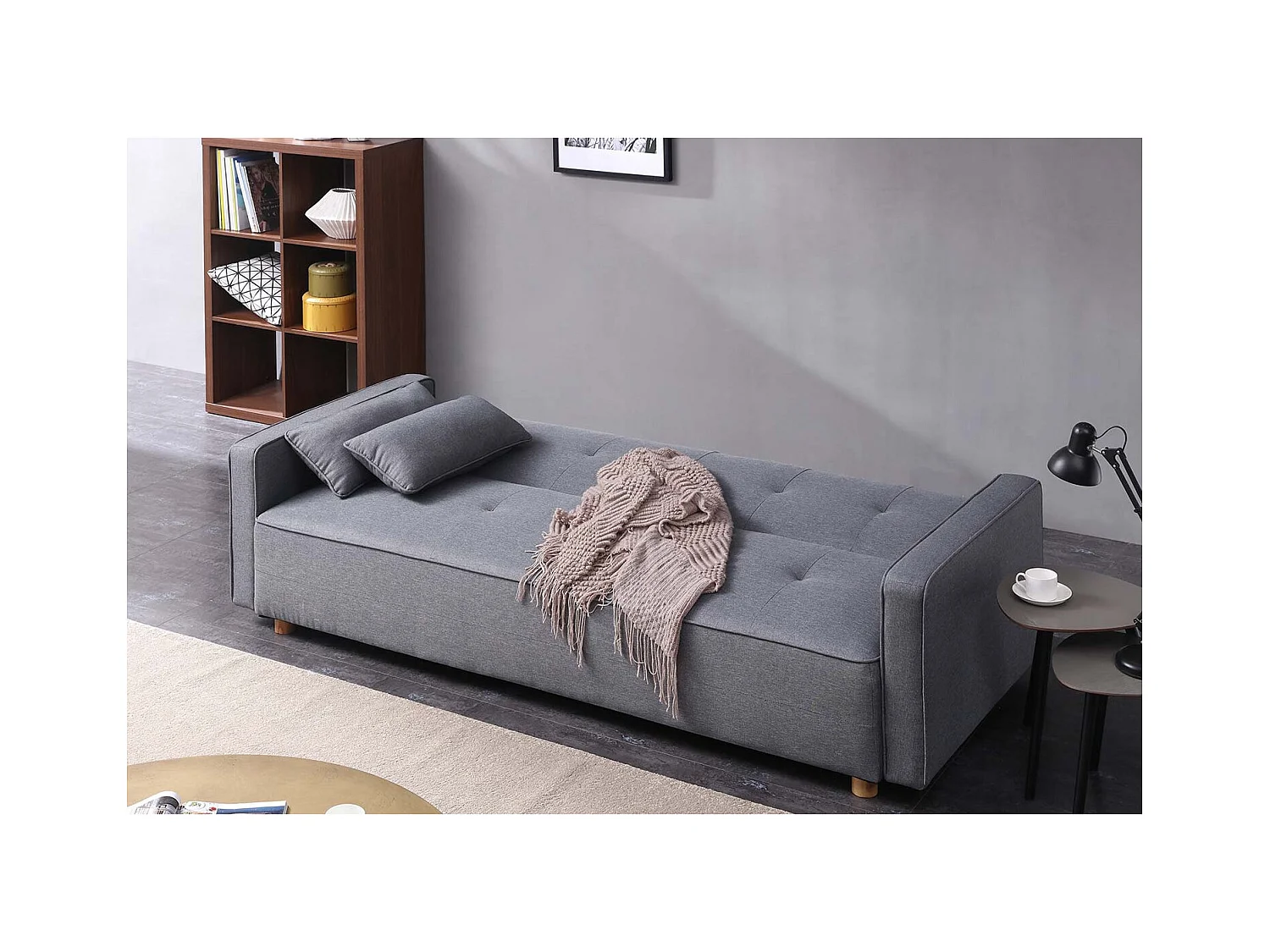 3-Sitzer Schlafsofa aus Stoff, grau  COPENHAGUE