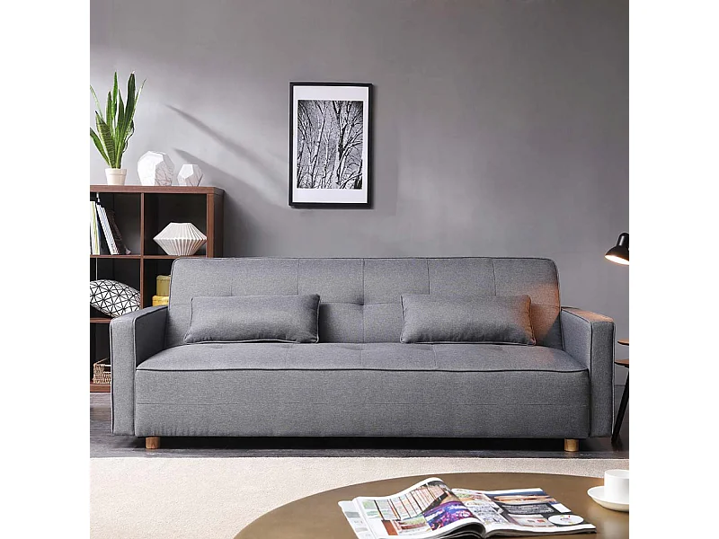 Canapé scandinave convertible 3 places en tissu gris COPENHAGUE