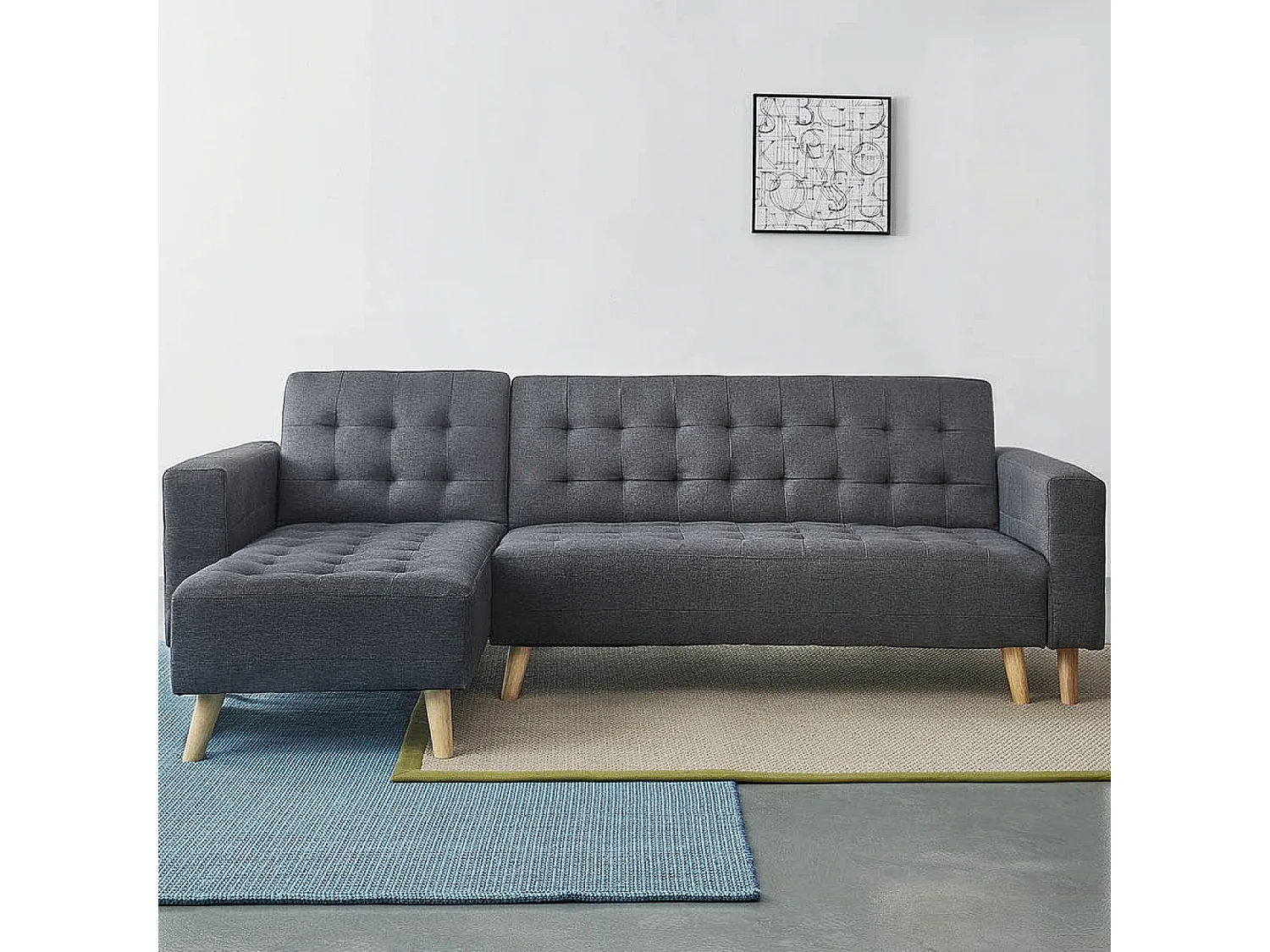Divano scandinavo  angolare sinistra 5 posti grigio SHERBROOKE