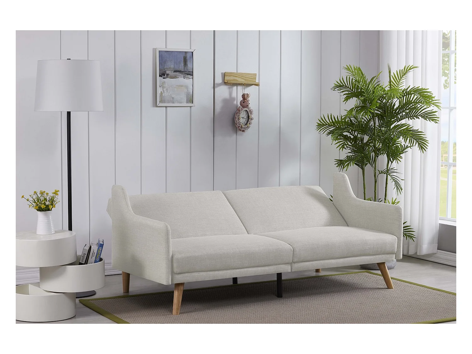 Divano convertibile scandinavo tessuto grigio chiaro ESTER