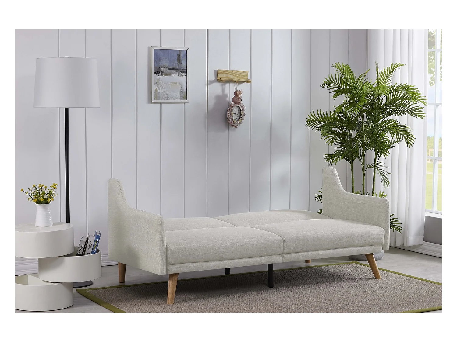 Divano convertibile scandinavo tessuto grigio chiaro ESTER