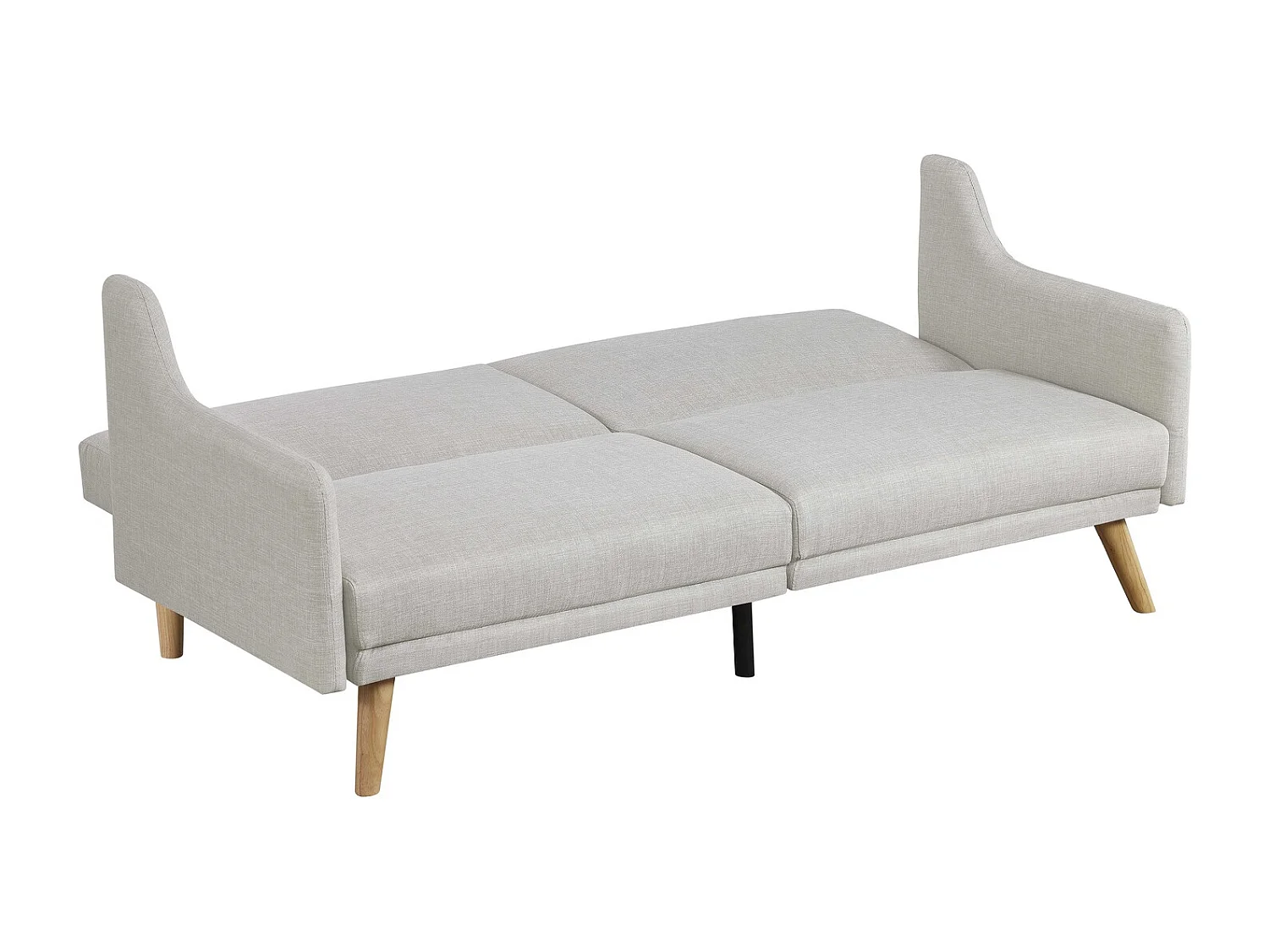 Sofá Cama Conversível Escandinavo Cinza Claro ESTER - Design Moderno, Conversível, 3 Lugares, Madeira Maciça, Fácil de Manter