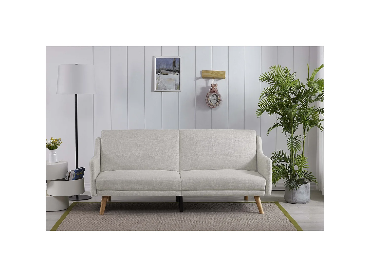 Canapé scandinave convertible 3 places en tissu gris clair ESTER
