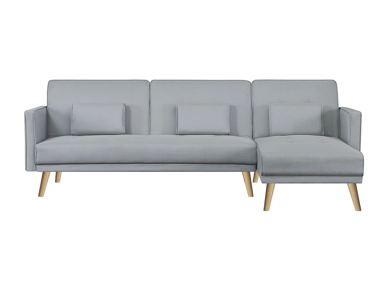Canapé d'angle réversible et convertible 4 places en tissu gris GRACE