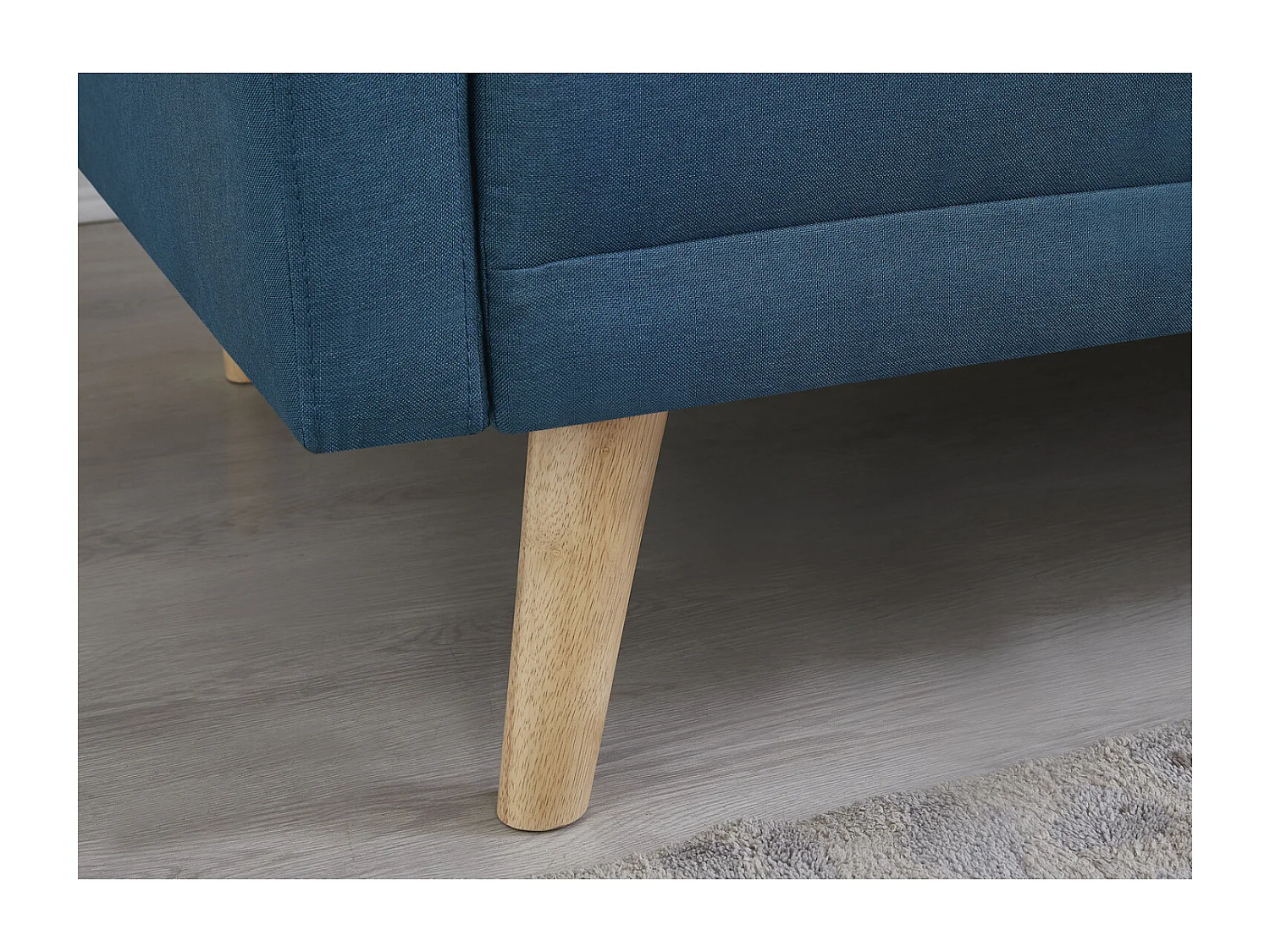 Canapé scandinave convertible 3 places en tissu bleu canard WOODEN