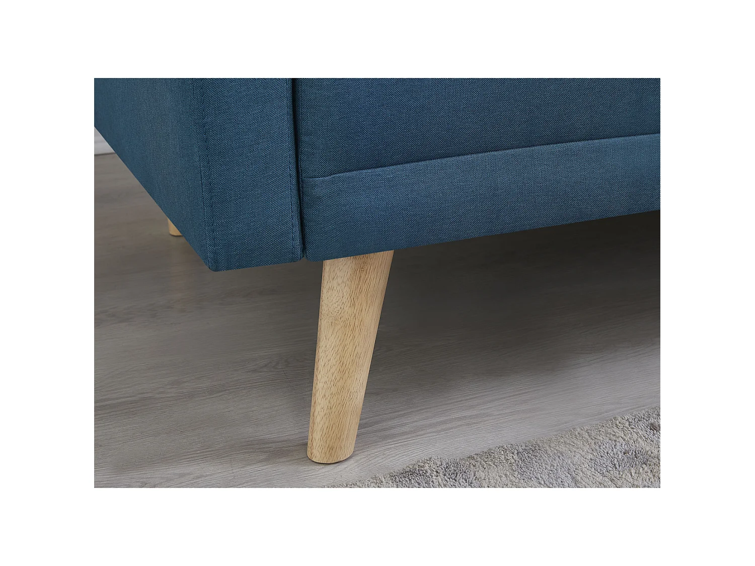 Canapé scandinave convertible 3 places en tissu bleu canard WOODEN