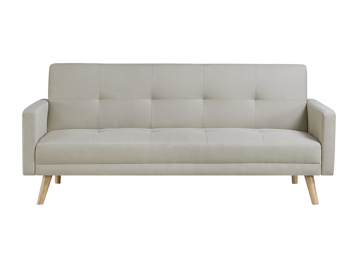Canapé scandinave convertible 3 places en tissu beige WOODEN