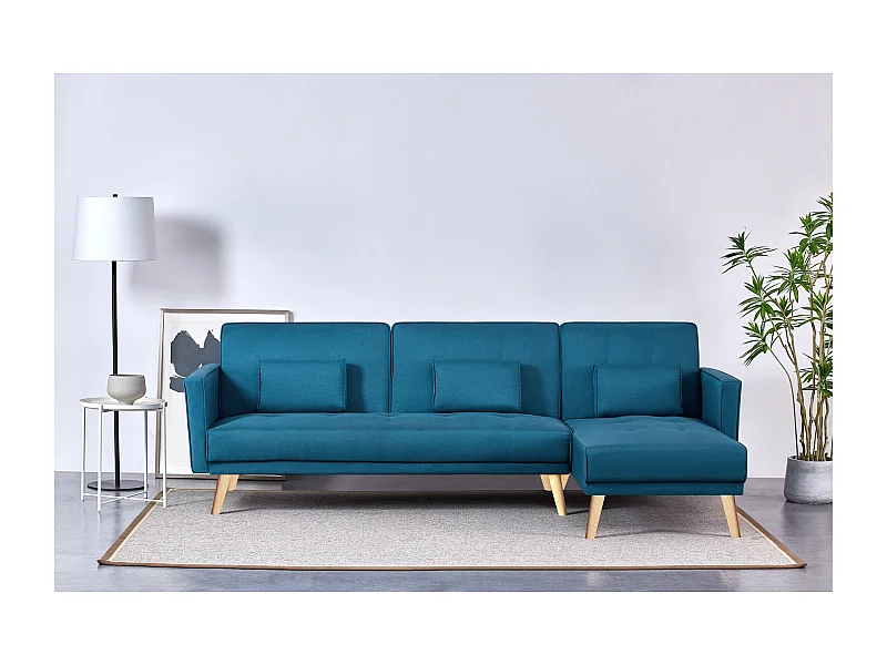 Ecksofa Modulares 4-Sitzer mit Stoffbezug, entenblau GRACE