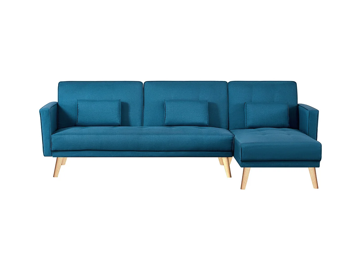 Ecksofa Modulares 4-Sitzer mit Stoffbezug, entenblau GRACE