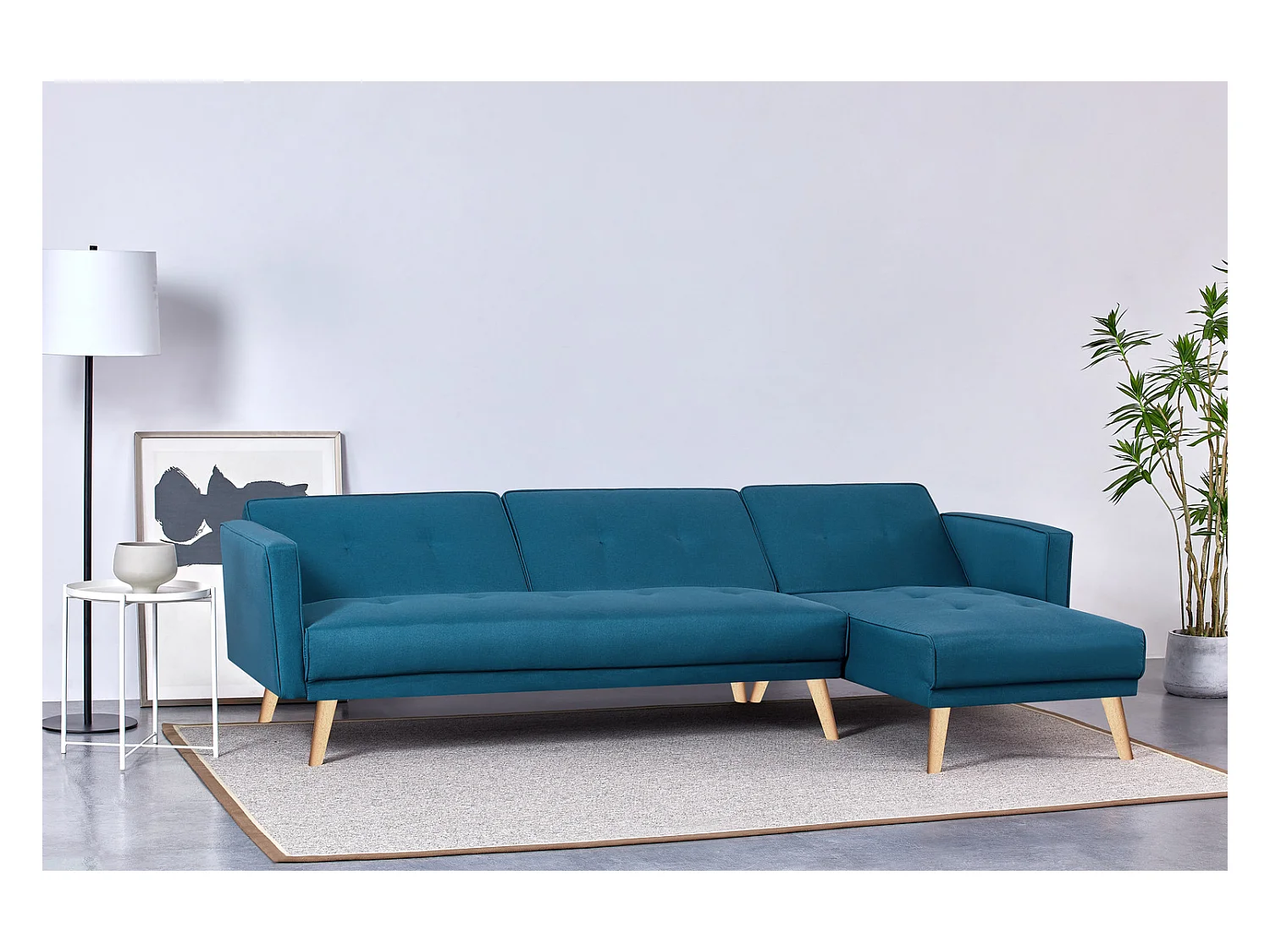 Ecksofa Modulares 4-Sitzer mit Stoffbezug, entenblau GRACE