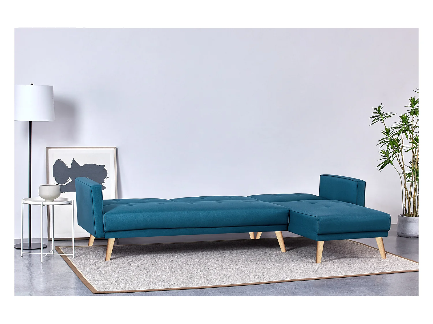 Ecksofa Modulares 4-Sitzer mit Stoffbezug, entenblau GRACE