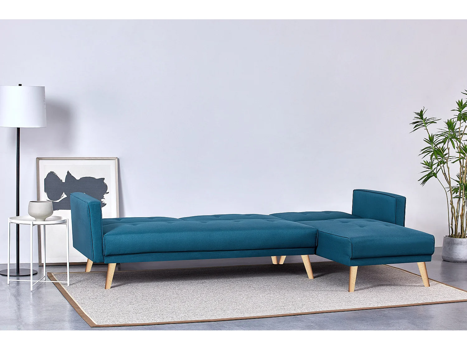 Sofá de canto reversível e conversível azul pato GRACE Escandinavo Moderno