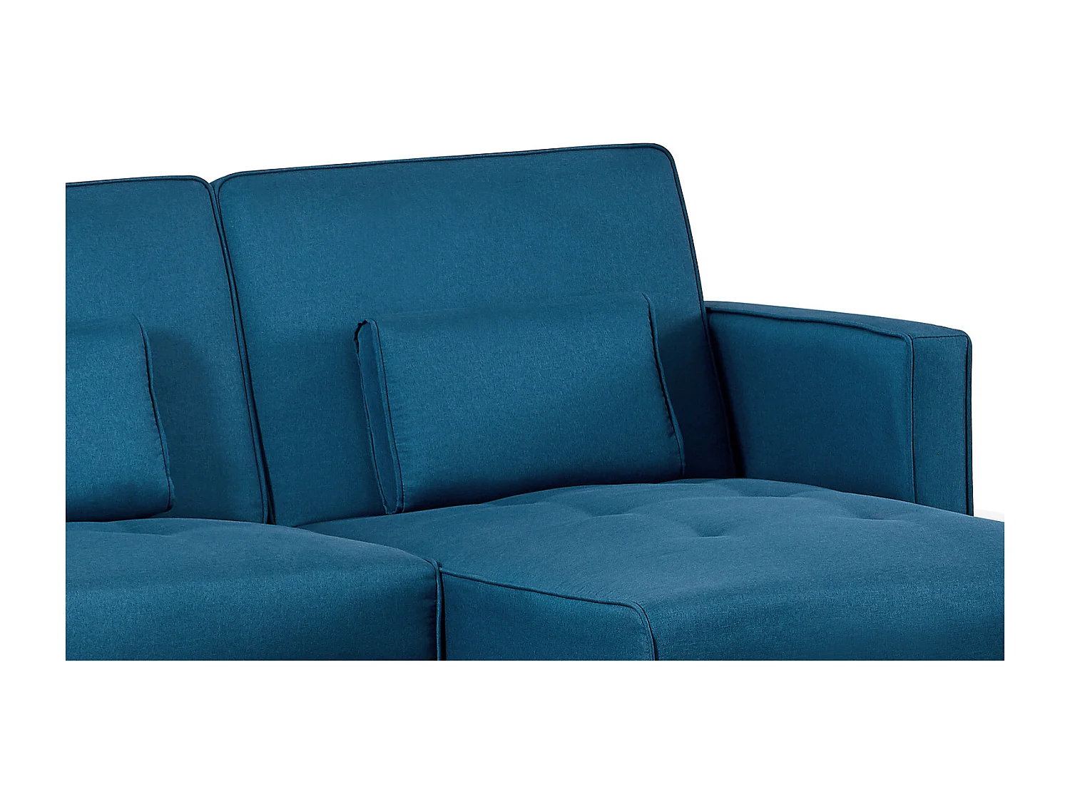 Canapé d'angle réversible et convertible 4 places en tissu bleu canard GRACE