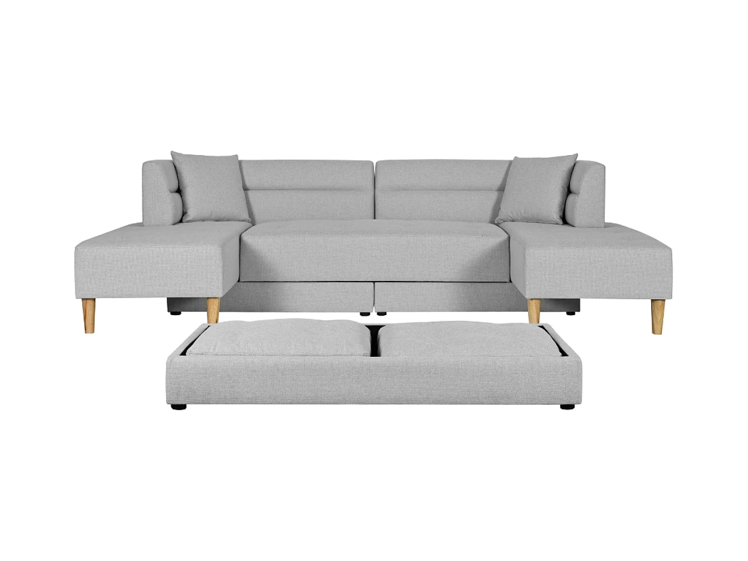 4-Sitzer-Multifunktionssofa aus Stoff, hellgrau BERGA