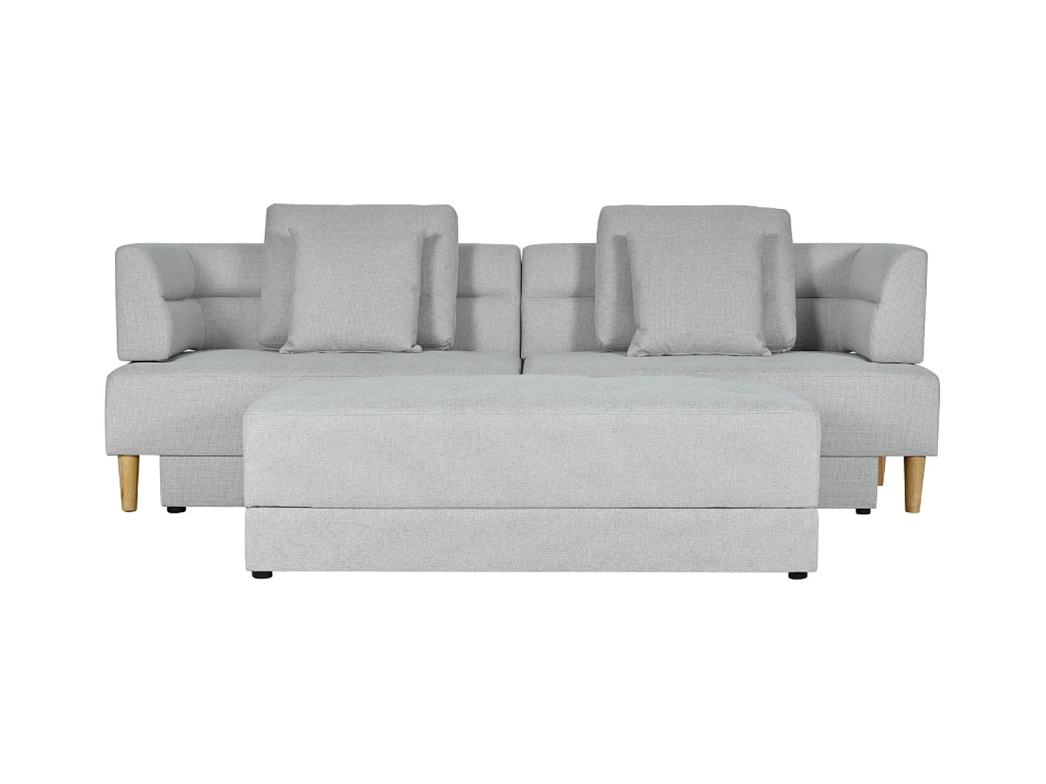 4-Sitzer-Multifunktionssofa aus Stoff, hellgrau BERGA