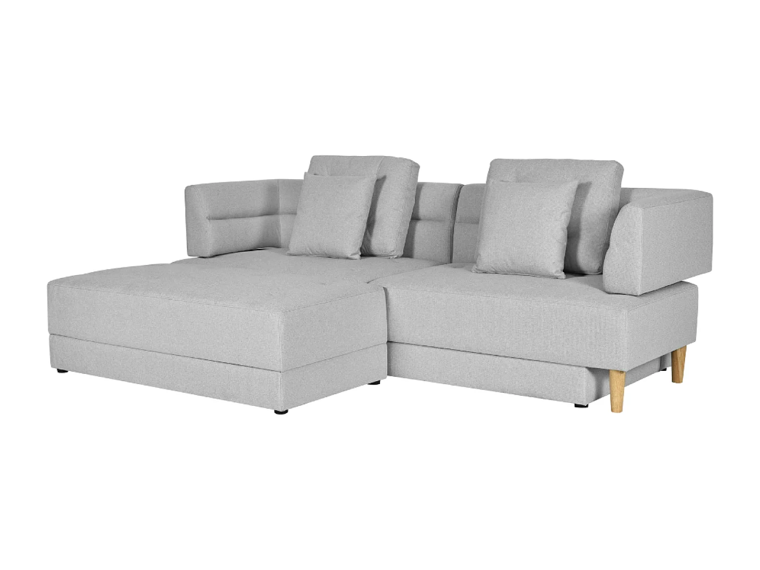 Canapé multifonction 4 places en tissu gris clair BERGA