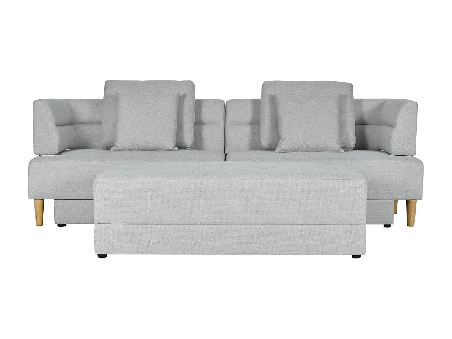 Canapé multifonction 4 places en tissu gris clair BERGA