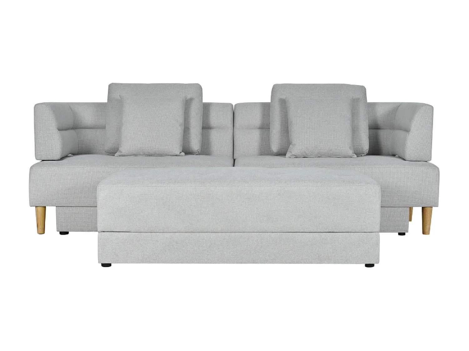 Canapé multifonction 4 places en tissu gris clair BERGA