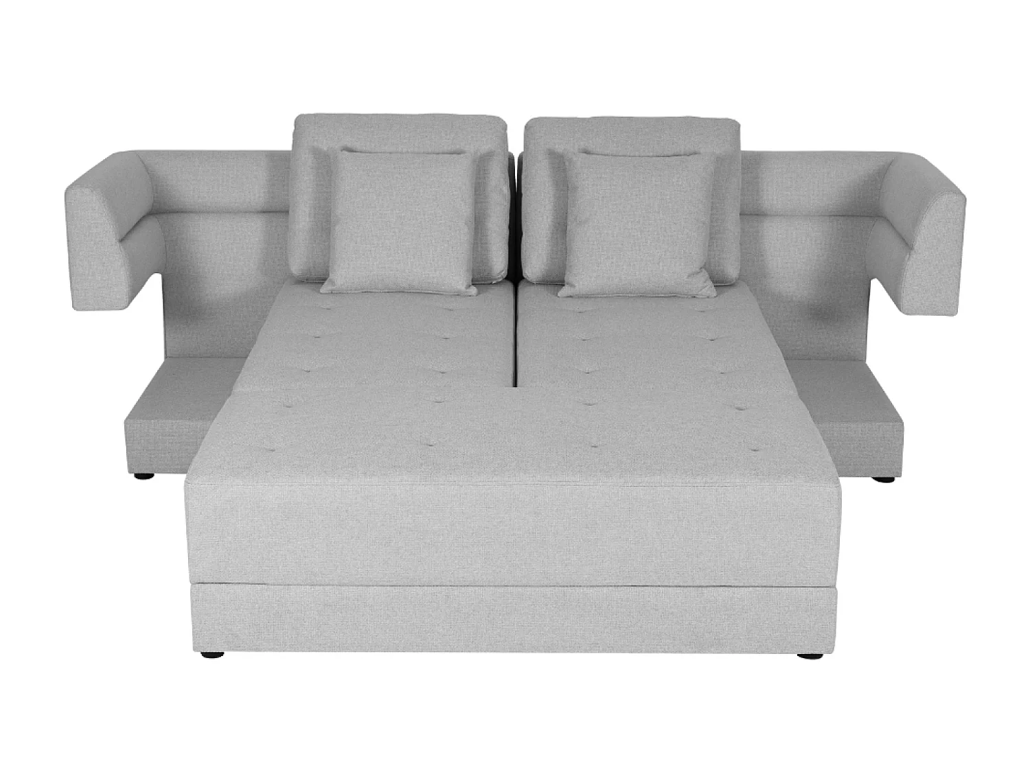 Canapé multifonction 4 places en tissu gris clair BERGA