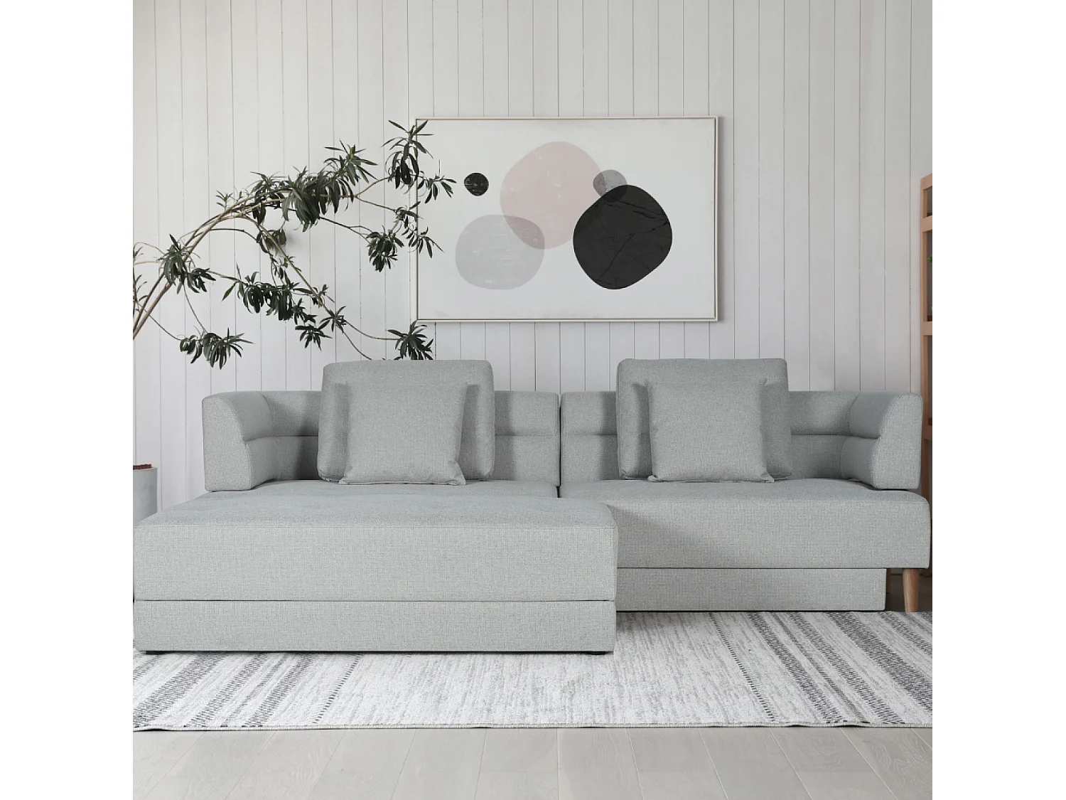 Sofá-cama conversível multifuncional design escandinavo 4 lugares BERGA