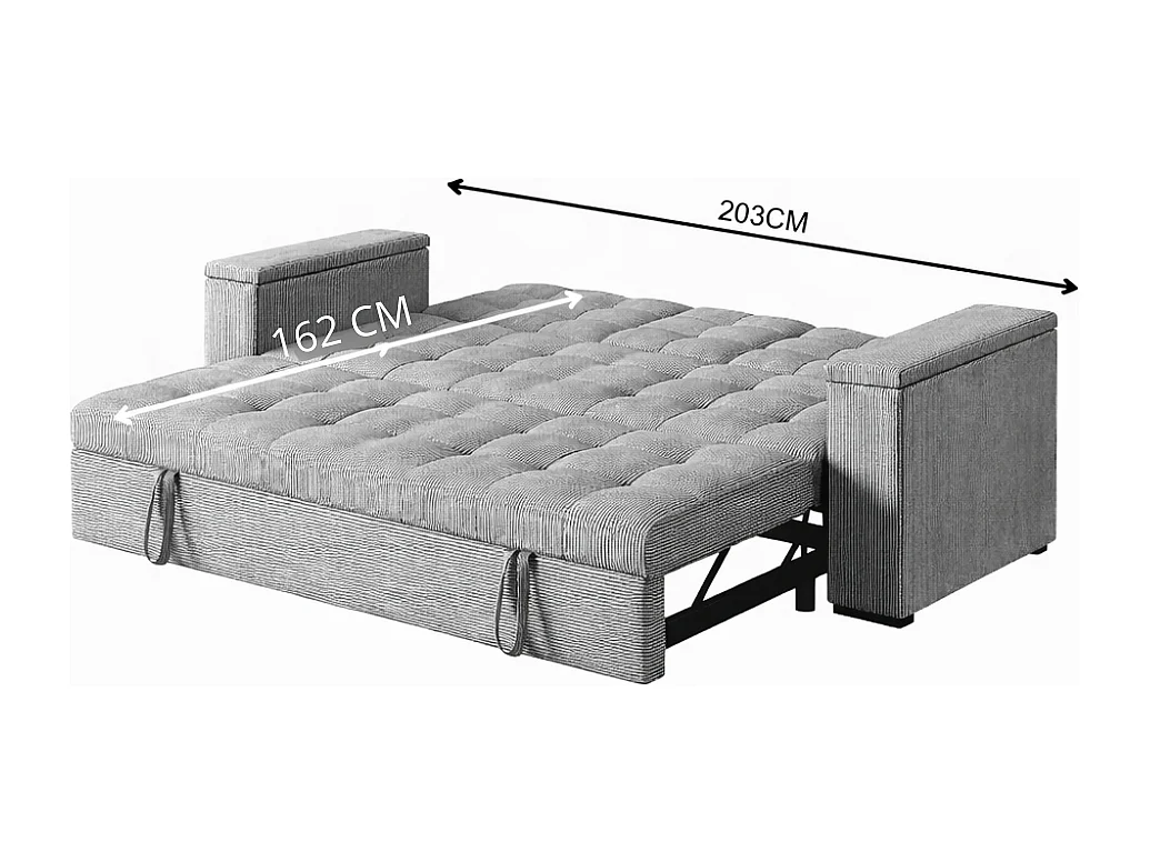 Canapé convertible 3 places en tissu gris clair NOHO